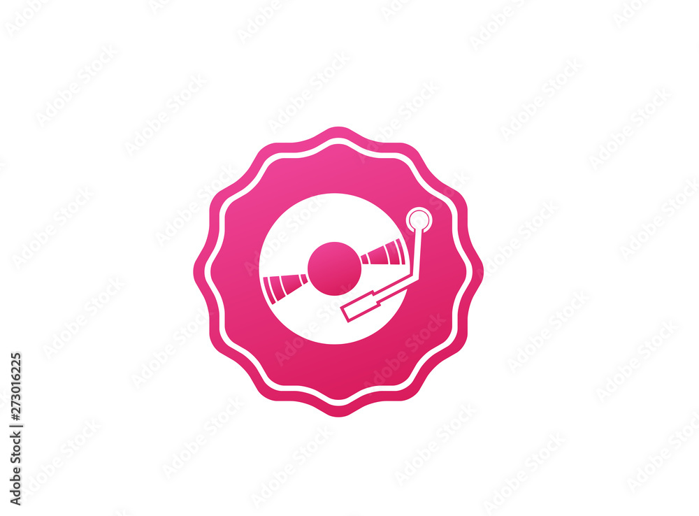 Vinyl disk for dj mixing music logo design illustration in the shape Vinyl disk for dj mixing music logo design illustration in the shape
