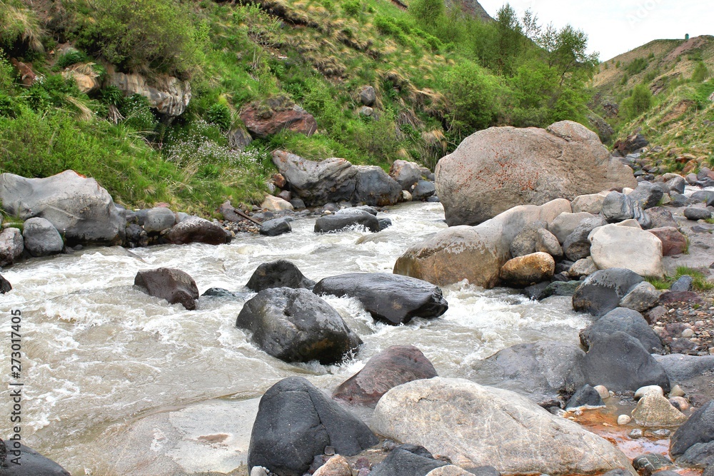 Stormy Mountain River in the Caucasus.