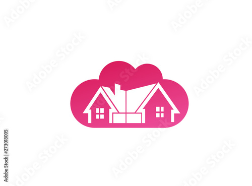 Architecture for home and houses for logo design illustration, property icon in a cloud symbol