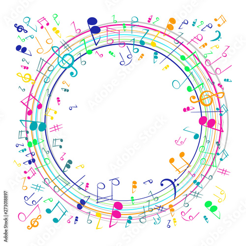 Shape of a circle with musical notes.