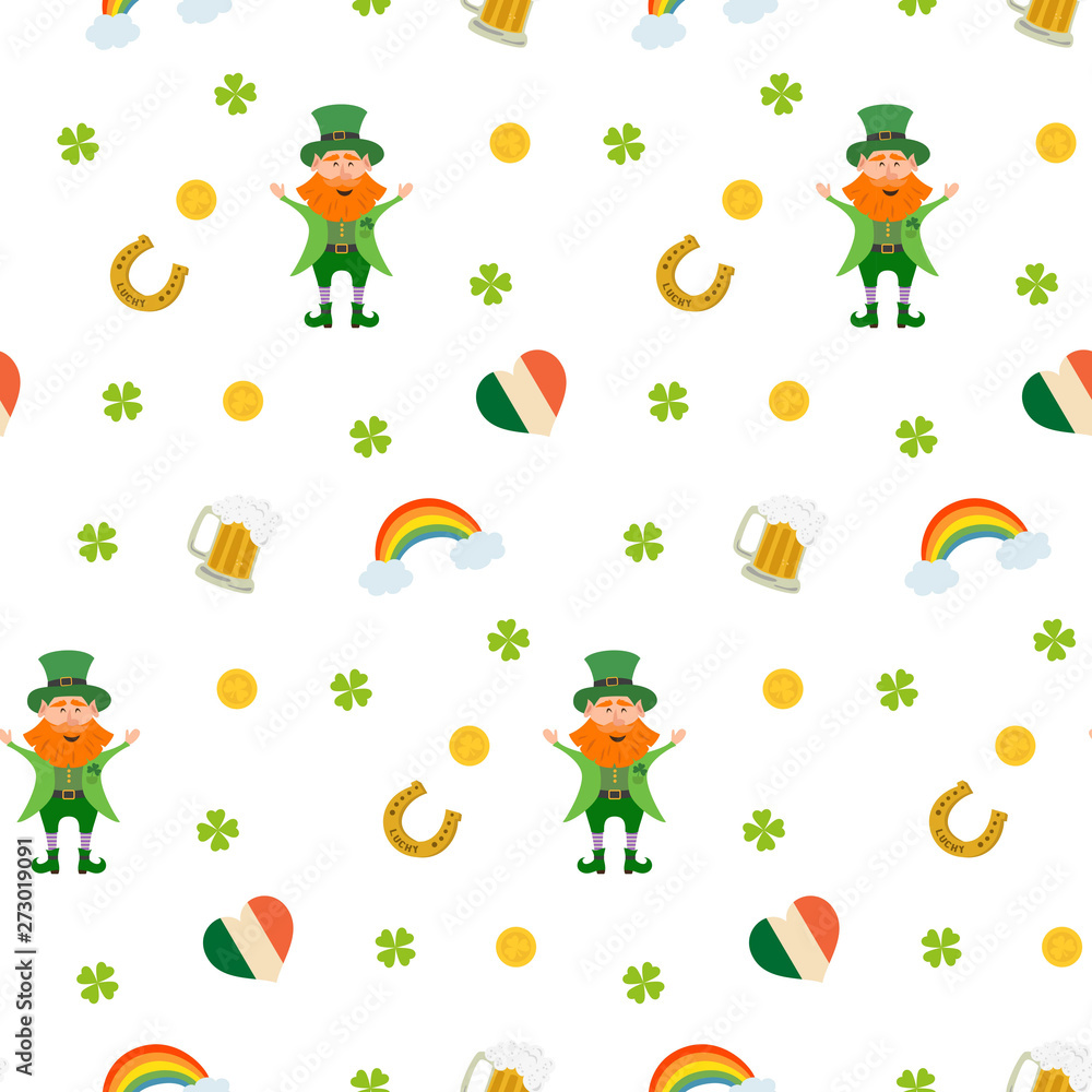 Seamless pattern with St. Patrick`s day icons. Seamless pattern with St. Patrick`s day icons.