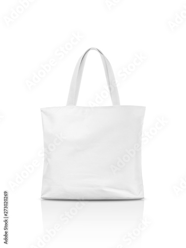 Blank canvas tote bag isolated on white background
