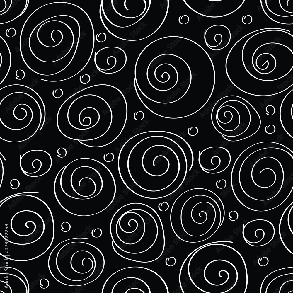 Obraz premium Curls, twisted lines. Seamless pattern. Vector illustration.