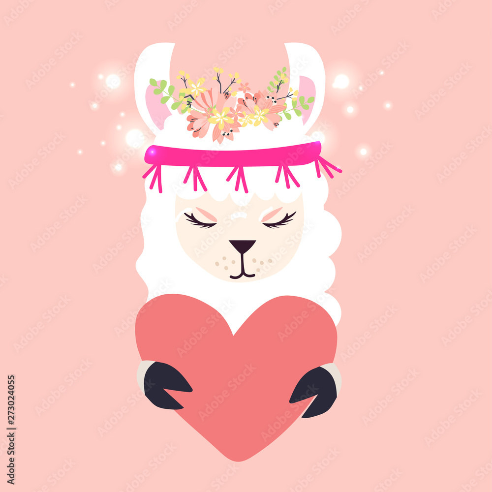 Llama illustration, cute hand drawn elements and design for nursery design, poster, birthday greeting card Llama illustration, cute hand drawn elements and design for nursery design, poster, birthday greeting card