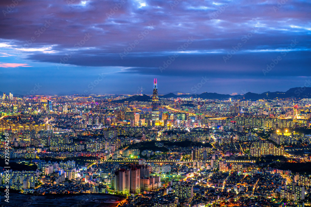 Seoul city at night south Korea 