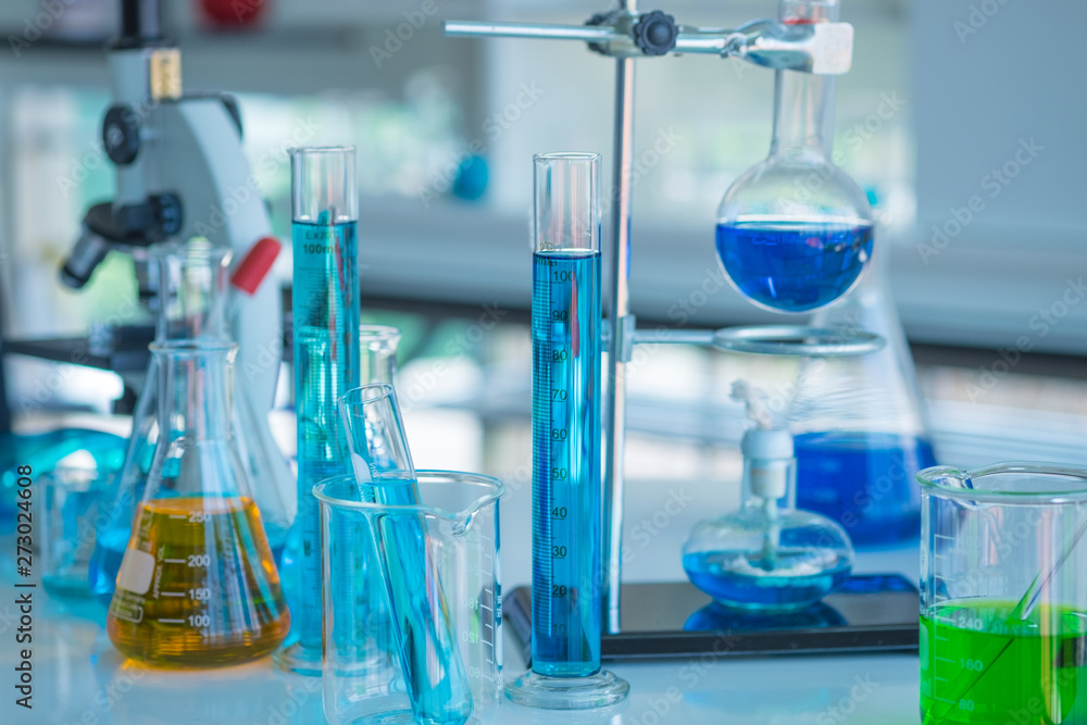 Science Laboratory Different glassware equipment. Science Laboratory Different glassware equipment.