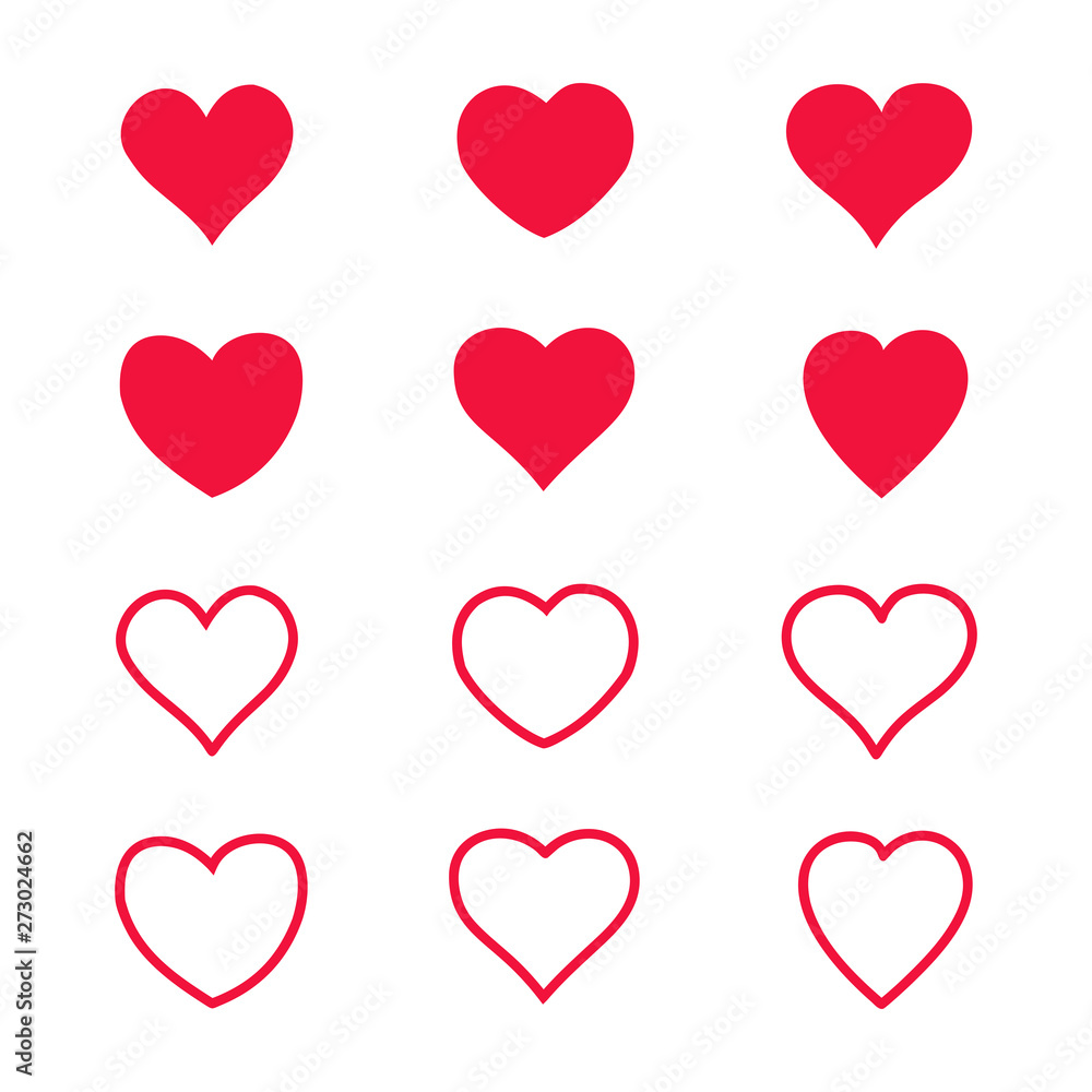 heart icons set, love symbols set vector