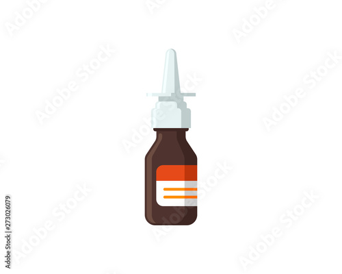 Medical nasal spray bottle for nose rhinitis treatment. Colorful flat medicine pharmaceutical vector illustration