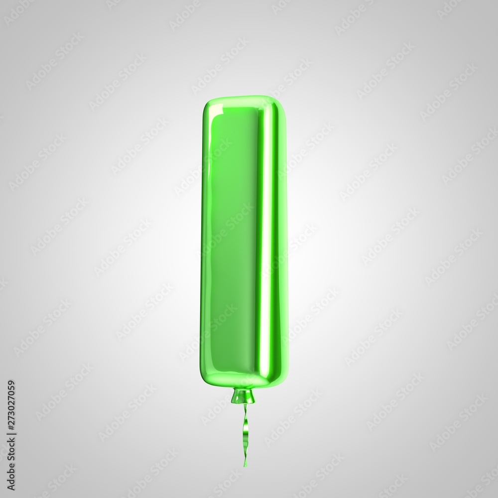 Shiny metallic green balloon letter I uppercase isolated on white background Shiny metallic green balloon letter I uppercase isolated on white background