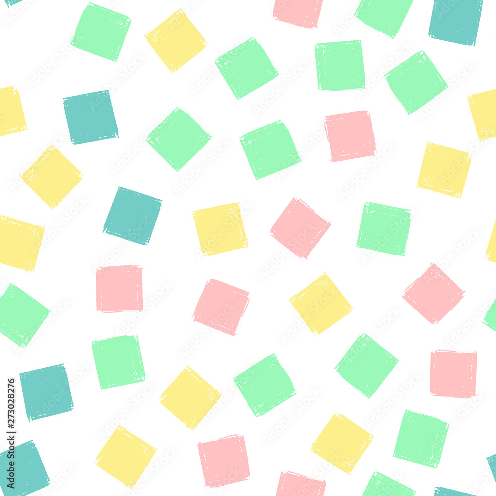 Hand Draw Squares Pattern Kids Blue, Pink, Mint, Yellow. Vector Endless Background pencil Texture of squares Hand Draw Squares Pattern Kids Blue, Pink, Mint, Yellow. Vector Endless Background pencil Texture of squares