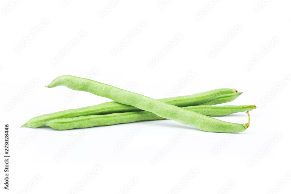 Green french beans isolated on a white background Green french beans isolated on a white background