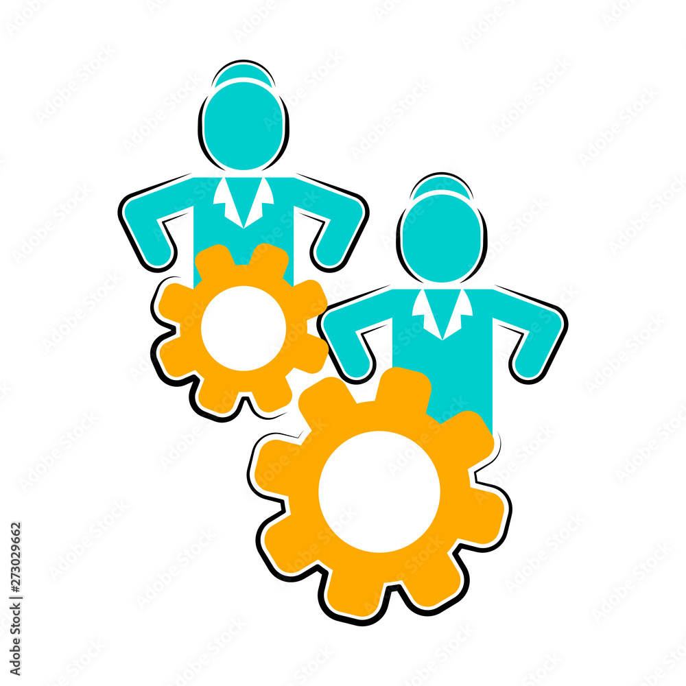 Fotografie Colored business teamwork icon on white background