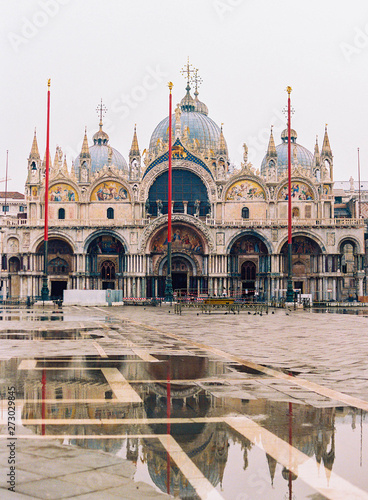 Reflection of San Marco in rain puddles