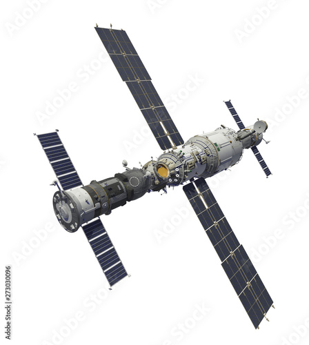 Fototapeta Naklejka Na Ścianę i Meble -  Spacecrafts And Space Station Isolated On White Background