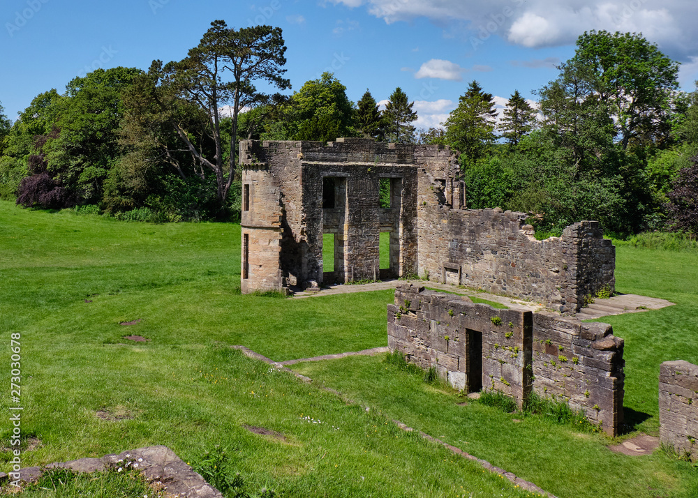 Ancient Scottish Ruins at Eglinton in Summertime.