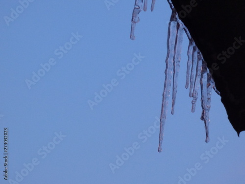 icicles on a blue sky background