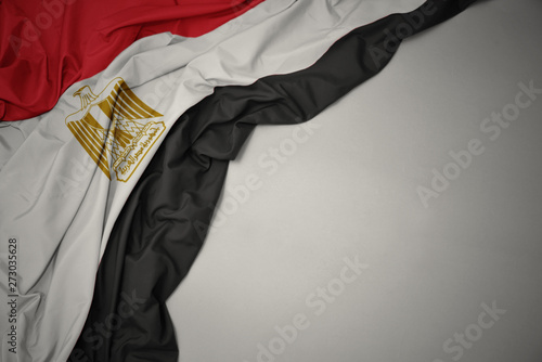 Obraz na plátne waving national flag of egypt on a gray background.