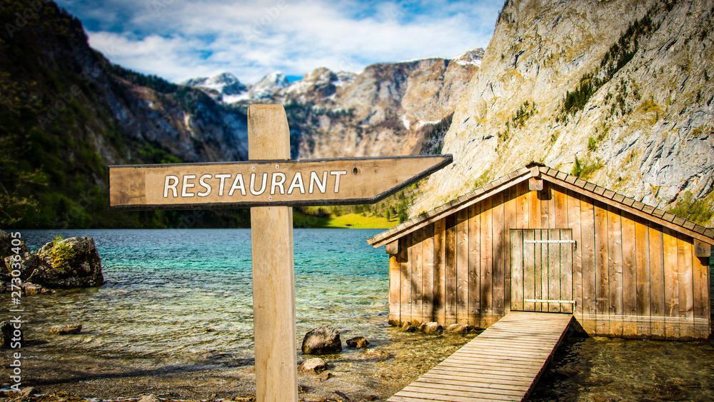Street Sign to Restaurant