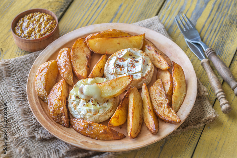 Baked Camembert cheese with potato