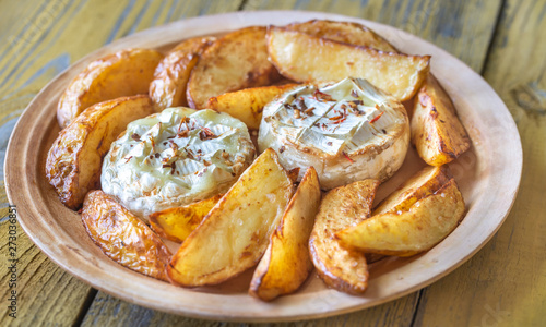 Baked Camembert cheese with potato