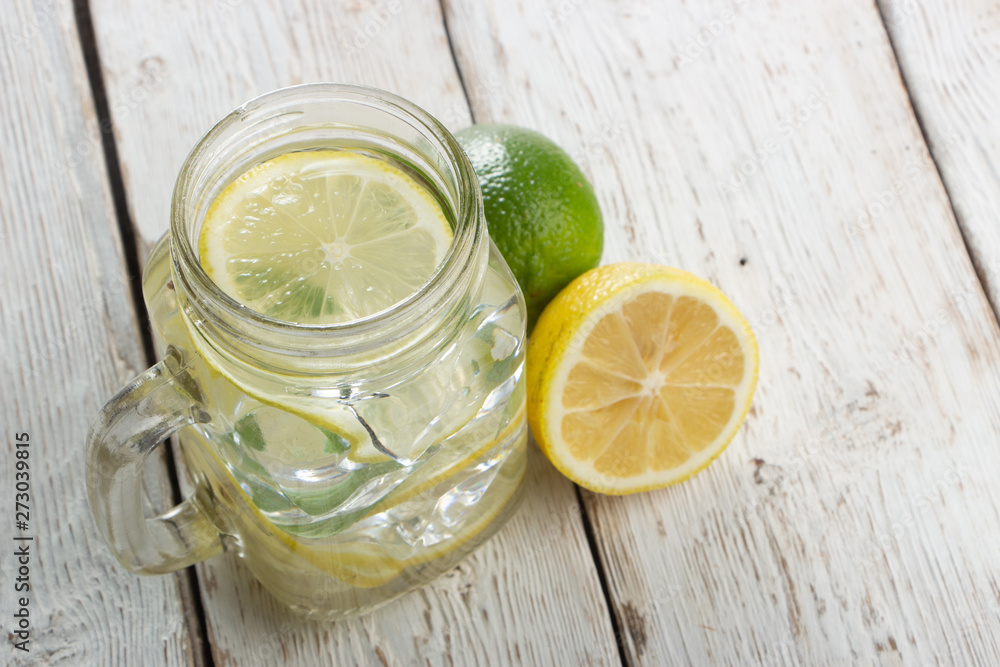 Cucumber water, cleansing water to detoxify the body and quench thirst on a white background.