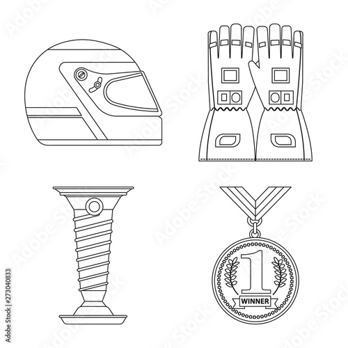 Vector design of car and rally logo. Collection of car and race vector icon for stock.
