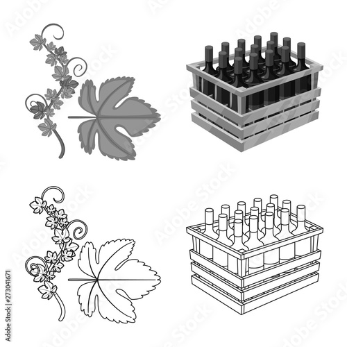 Isolated object of farm and vineyard symbol. Set of farm and product stock symbol for web.
