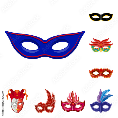 Vector design of carnival and theatrical icon. Set of carnival and mystery vector icon for stock.