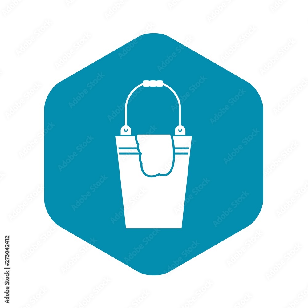 Bucket and rag icon in simple style on a white background vector illustration Bucket and rag icon in simple style on a white background vector illustration