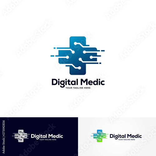 digital medic logo designs template, healthcare logo designs	