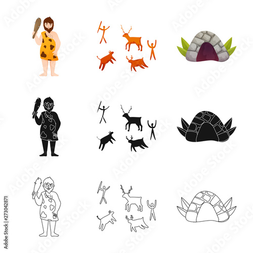 Vector illustration of evolution and neolithic symbol. Collection of evolution and primeval stock symbol for web.