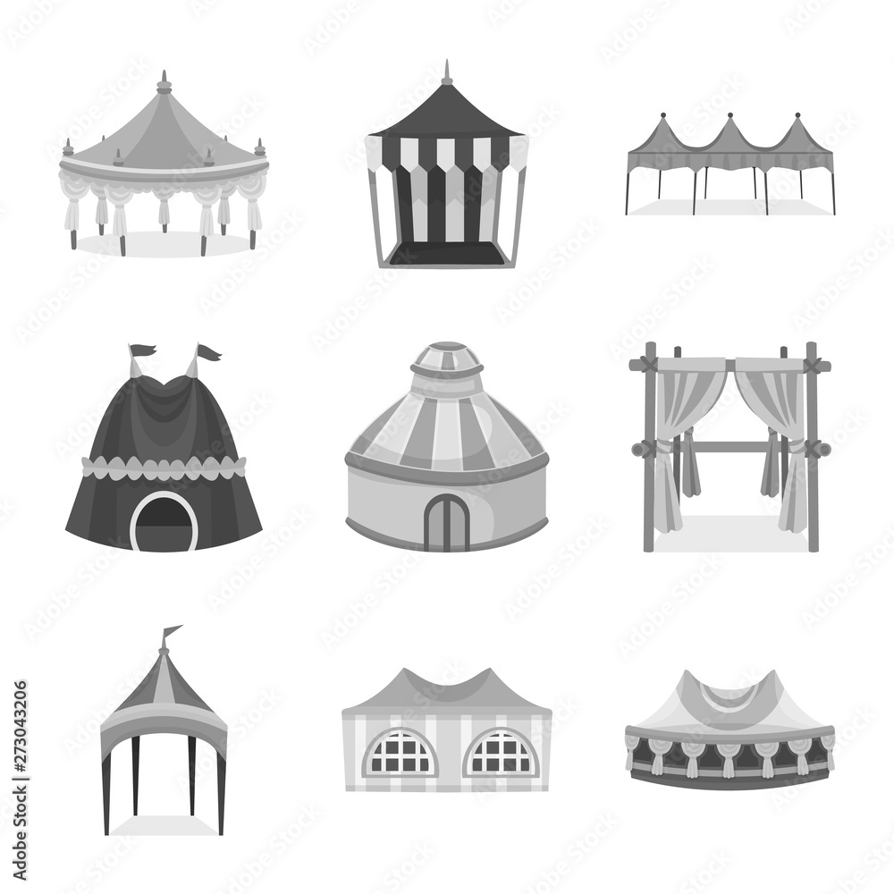 Isolated object of outdoor and architecture symbol. Set of outdoor and shelter vector icon for stock.