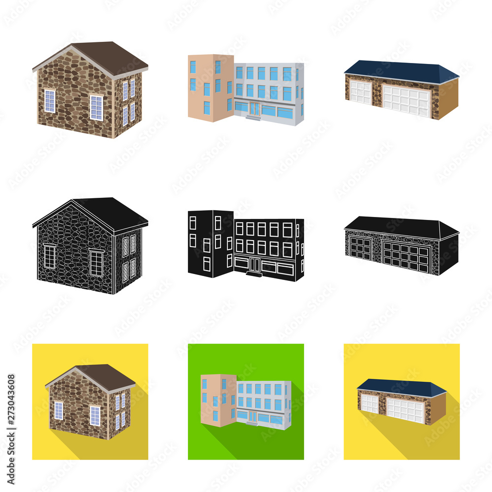 Vector design of facade and housing logo. Set of facade and infrastructure vector icon for stock. Vector design of facade and housing logo. Set of facade and infrastructure vector icon for stock.