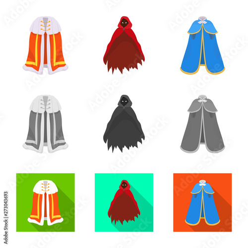 Isolated object of material and clothing logo. Set of material and garment stock symbol for web.