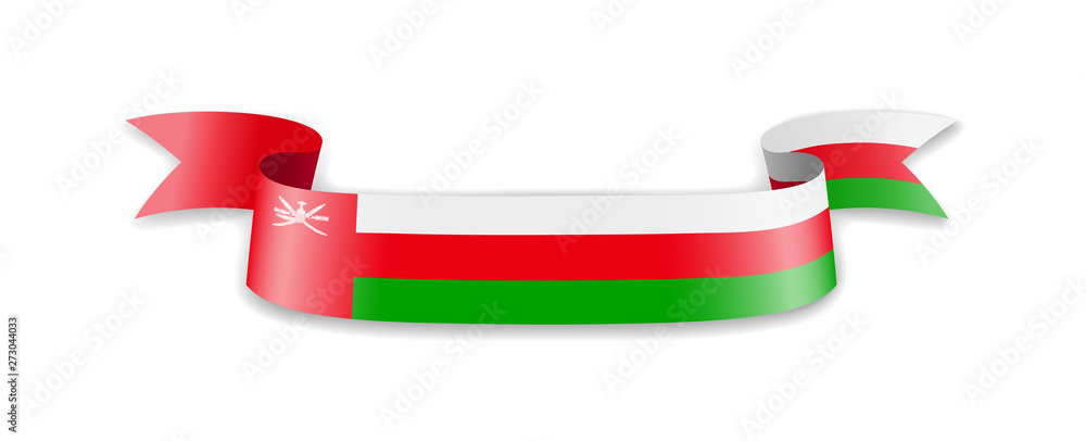 Oman flag in the form of wave ribbon. Oman flag in the form of wave ribbon.
