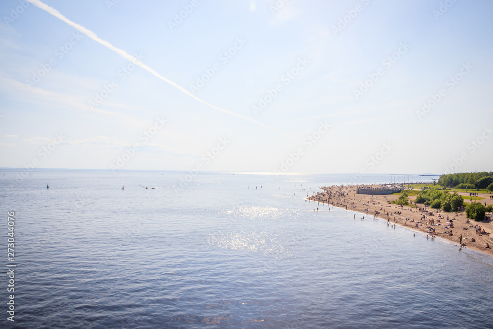 The Gulf of Finland . Summer sea in clear windless weather. Sea without waves.