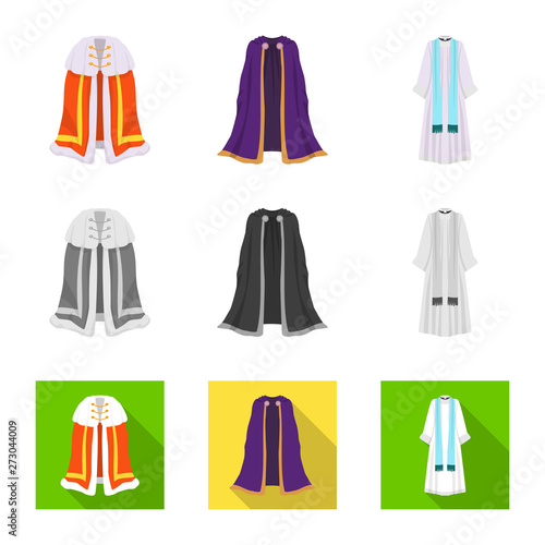 Vector illustration of material and clothing icon. Collection of material and garment vector icon for stock.