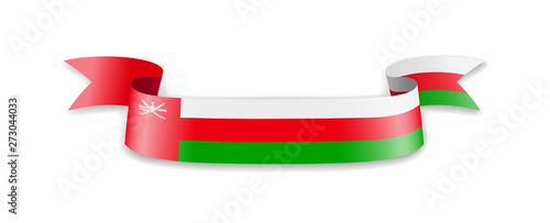 Oman flag in the form of wave ribbon.