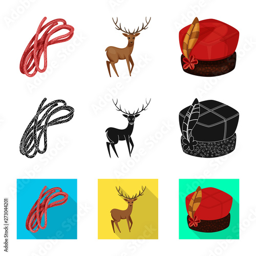 Isolated object of traditional and tour logo. Set of traditional and landmarks stock vector illustration.