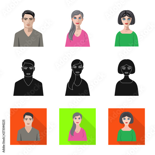 Isolated object of hairstyle and profession  icon. Collection of hairstyle and character  vector icon for stock.