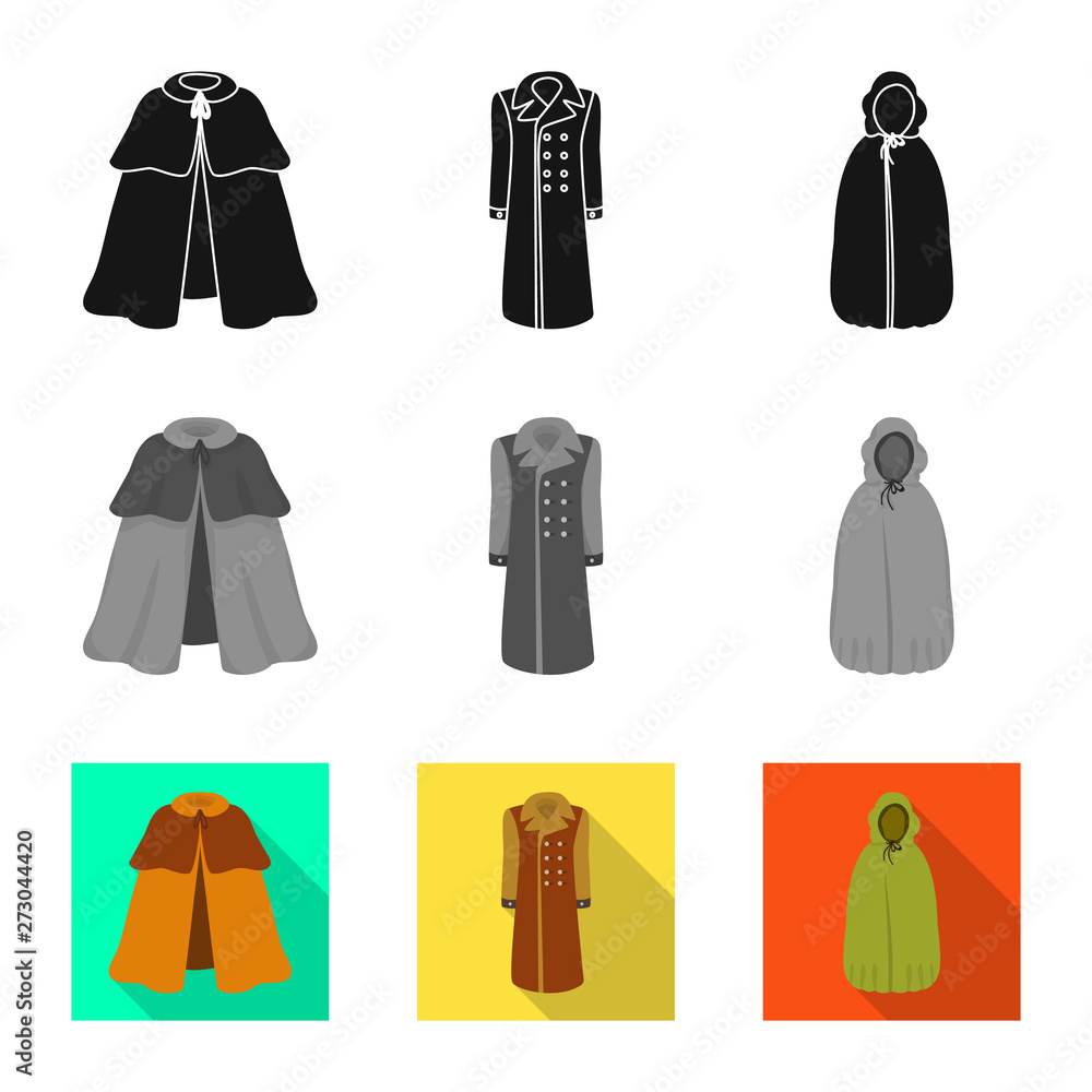 Isolated object of material and clothing symbol. Set of material and garment stock vector illustration. Isolated object of material and clothing symbol. Set of material and garment stock vector illustration.