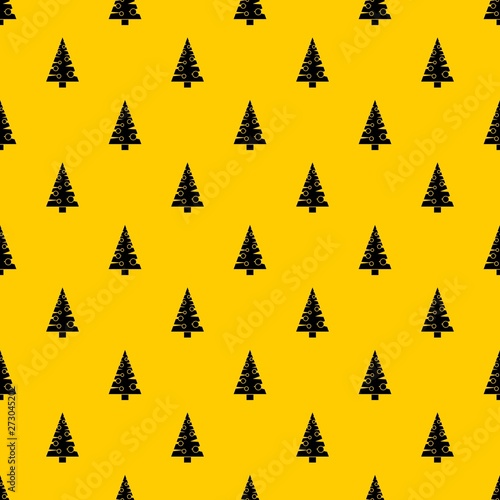 Christmas tree pattern seamless vector repeat geometric yellow for any design