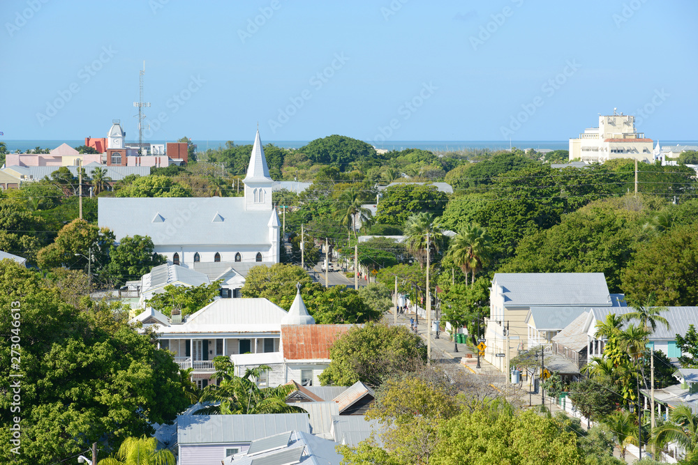 Fototapeta premium Key West Old Town and Cornish Memorial AME Zion Aerial view from Key West Lighthouse in Key West, Florida, USA.