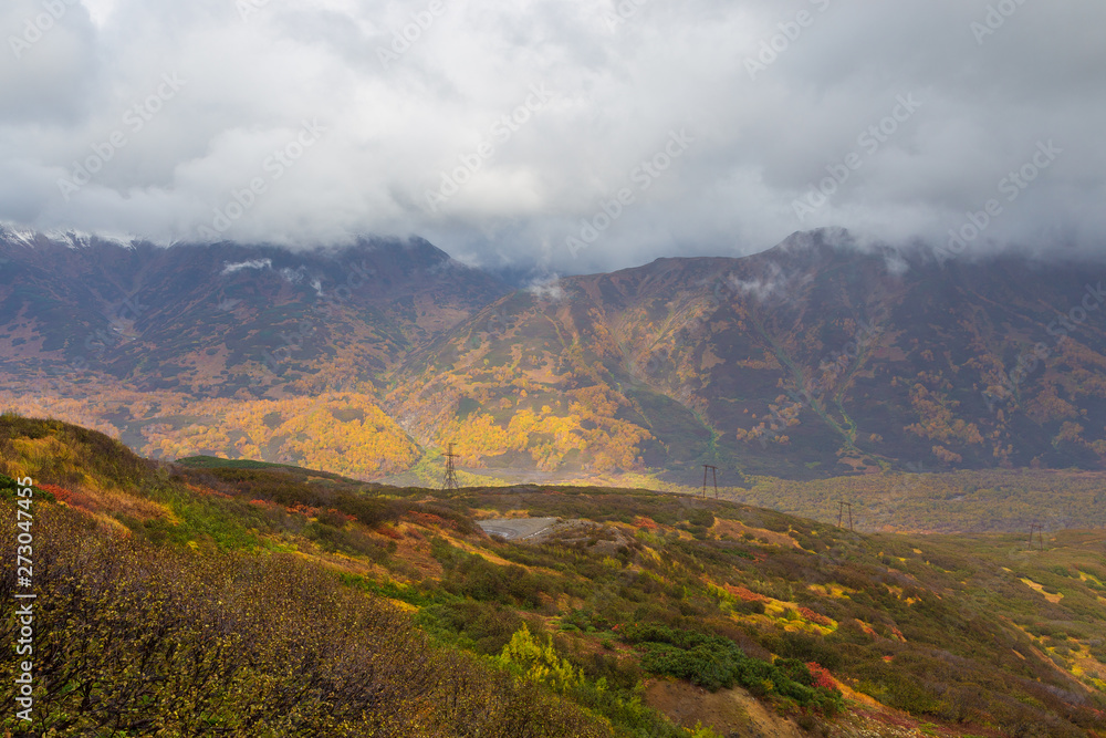 Landscape in autumn colors. Peninsula Kamchatka, Russia.