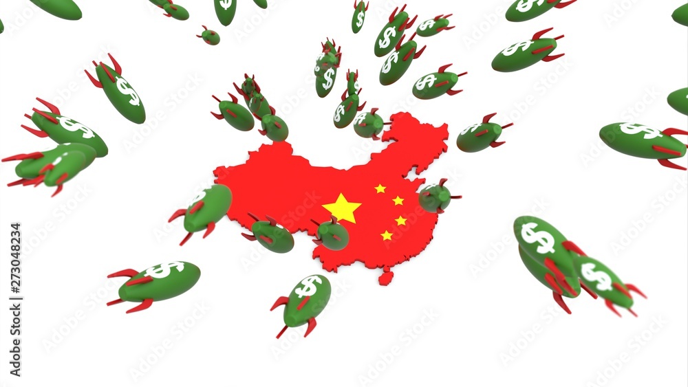Obraz premium dollar missle to china map