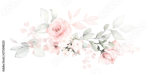 Fototapeta Set watercolor arrangements with roses