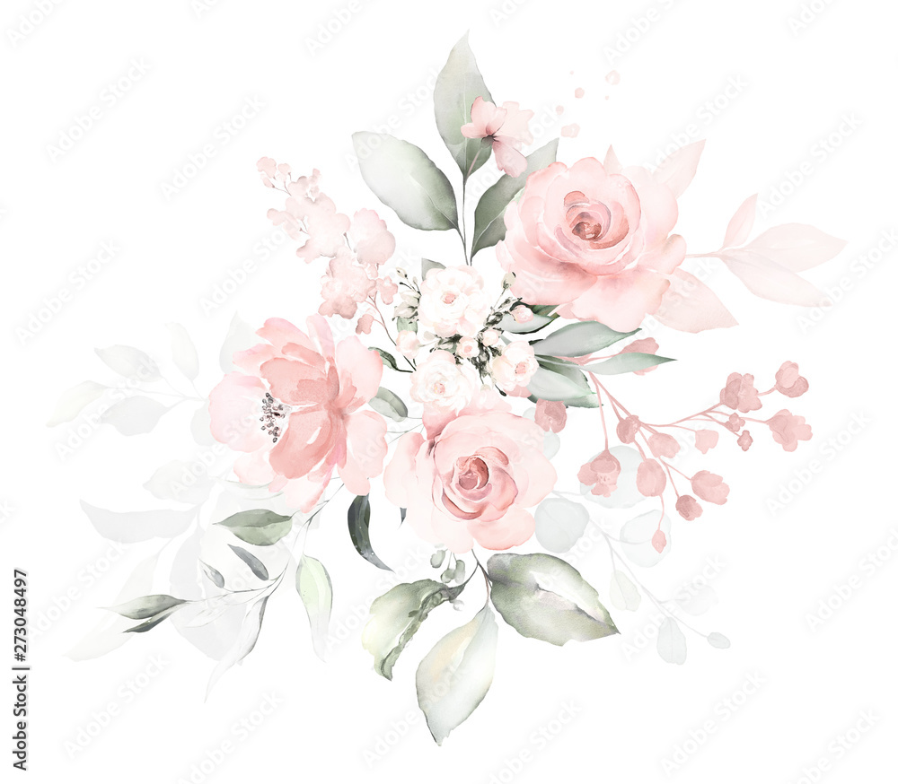 Set Watercolor Pink White Rose Petal Isolated on White Background.  Hand-drawn Botanical Flower for Valentine& X27;s Day or 8 Stock  Illustration - Illustration of floral, pink: 236248279