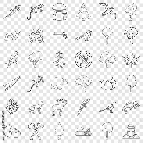 Bug icons set. Outline style of 36 bug vector icons for web for any design