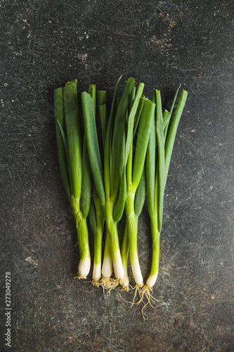 Green spring onions.