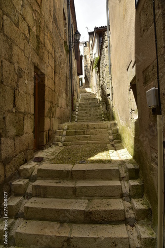 Ruelle avec escaliers entre les vieux murs du quartier m  di  val de P  rigueux en Dordogne